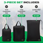 What comes in the 3-pack: 1 large cube, 1 small cube and 1 laundry/shoe bag