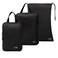 Black compression packing cube 3-pack with laundry/shoe bag